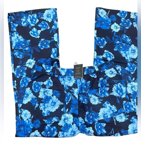 Area Stars NWT Hannah Blue Flared Pants with Floral Pattern Wide Leg Size XL - Picture 4 of 8